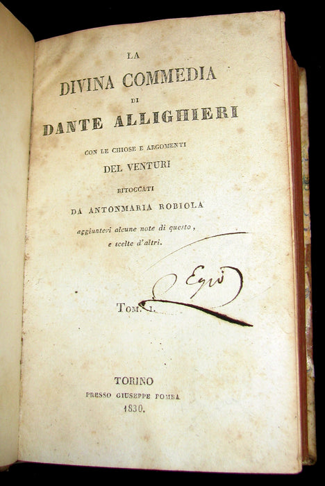 1830 Rare Italian Book - La Divina Commedia di DANTE ALIGHIERI - Divine Comedy