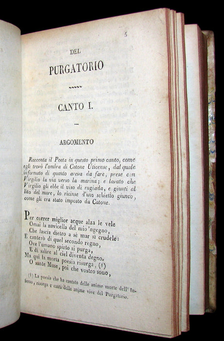 1830 Rare Italian Book - La Divina Commedia di DANTE ALIGHIERI - Divine Comedy