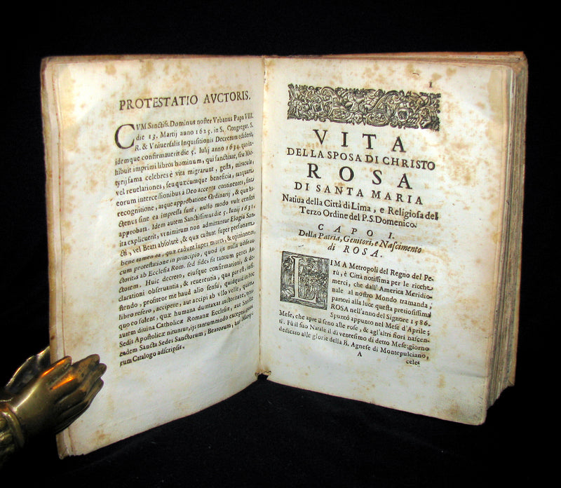 1666 Scarce Italian vellum Book - Life of Saint Rose of Lima, America's first Catholic Saint.