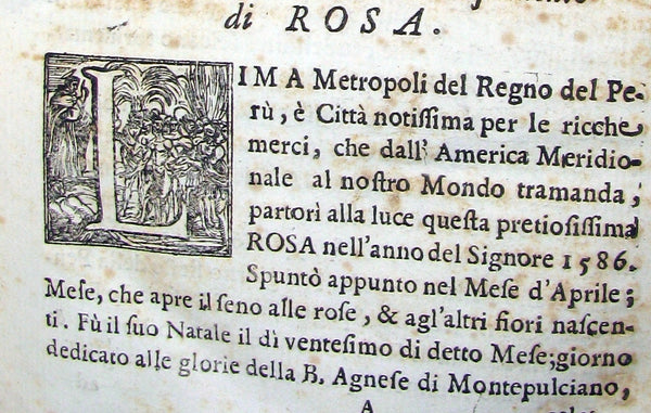 1666 Scarce Italian vellum Book - Life of Saint Rose of Lima, America's first Catholic Saint.