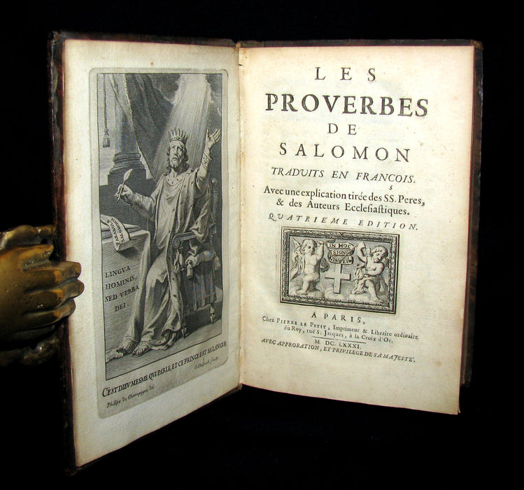 1681 Rare Latin French Book Bible - The Book of Proverbs - Les Proverbes de Salomon.