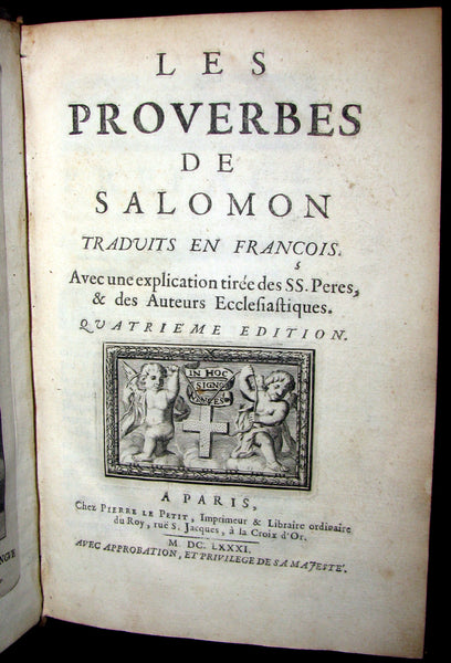 1681 Rare Latin French Book Bible - The Book of Proverbs - Les Proverbes de SALOMON