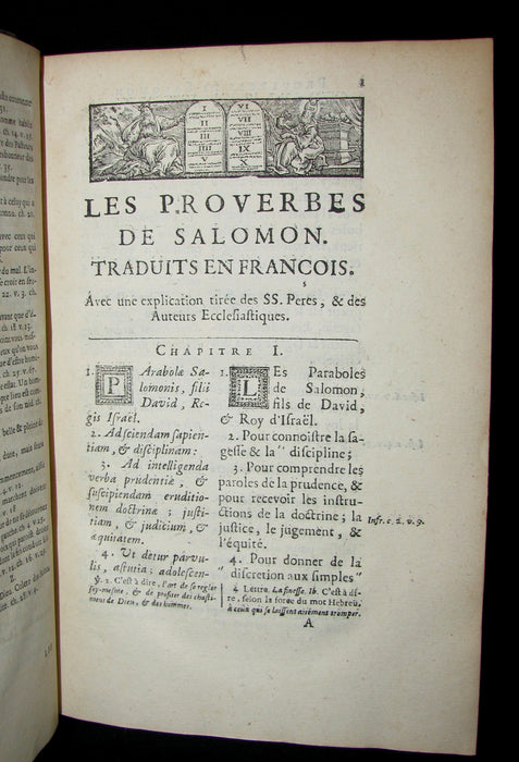 1681 Rare Latin French Book Bible - The Book of Proverbs - Les Proverbes de Salomon.