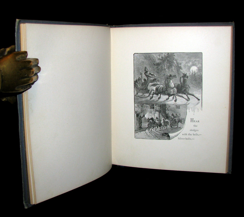 1881 Rare Victorian Book - The Bells by Edgar Allan POE (Illustrated)