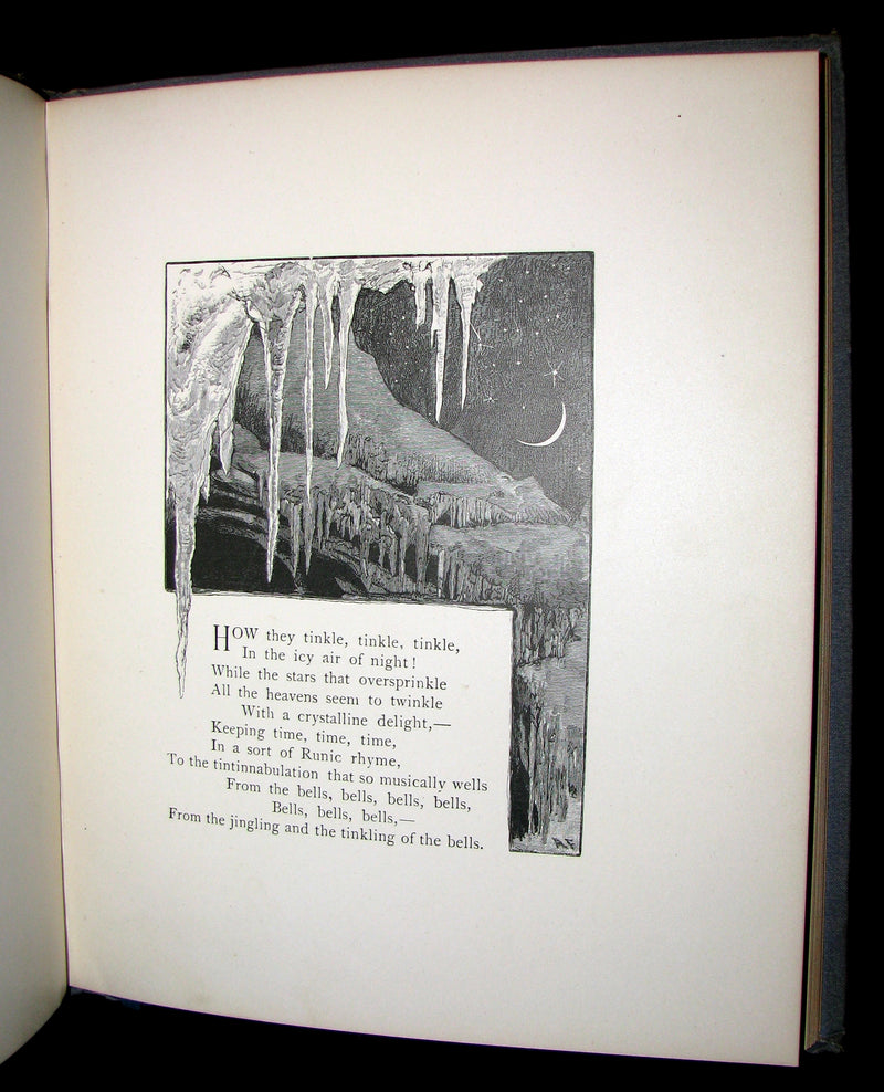 1881 Rare Victorian Book - The Bells by Edgar Allan POE (Illustrated)