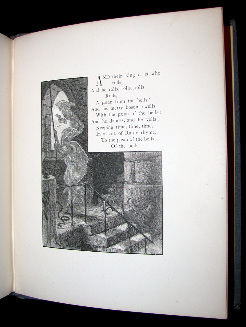 1881 Rare Victorian Book - The Bells by Edgar Allan POE (Illustrated)