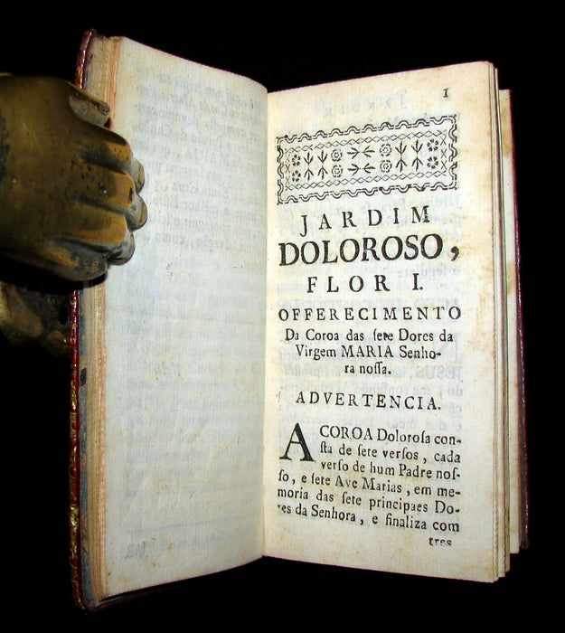 1787 Scarce Portuguese Book in a beautiful BINDERY WORK - Jardim Doloroso - Garden of Pain