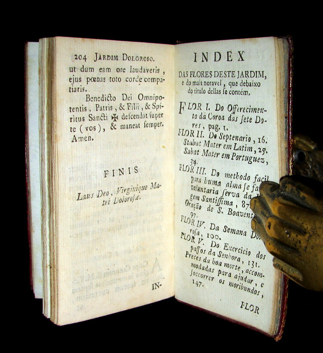 1787 Scarce Portuguese Book in a beautiful BINDERY WORK - Jardim Doloroso - Garden of Pain