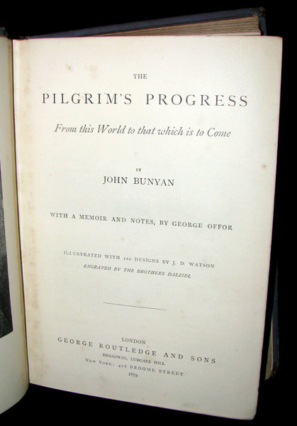 1879 Rare Victorian Book - The Pilgrim's Progress illustrated by John Dawson Watson