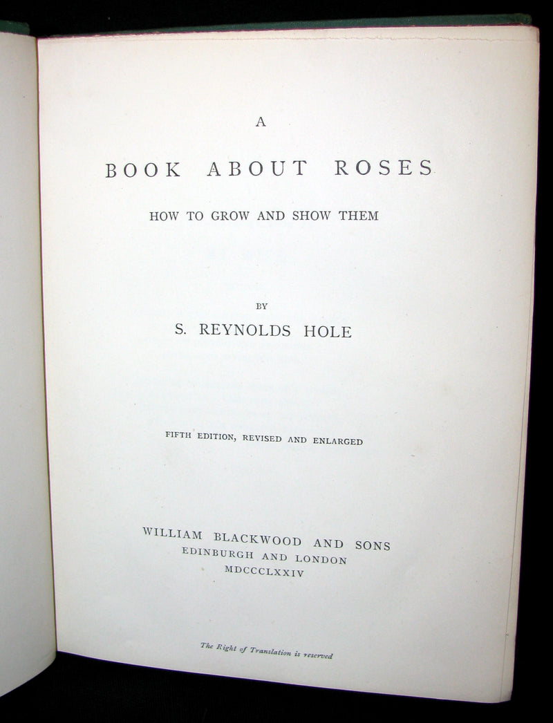 1874 Rare Victorian Gardening Book -  A Book about Roses : How to grow and show them