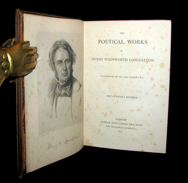 1877 Rare Victorian Book -  The Poetical Works of Longfellow Illustrated by Sir John Gilbert.