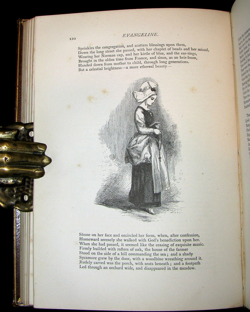 1877 Rare Victorian Book -  The Poetical Works of Longfellow Illustrated by Sir John Gilbert.