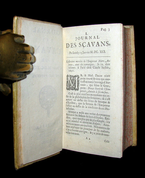 1692 Rare French Book - Scientists' Journal for year 1691 - Including Discoveries in Jupiter