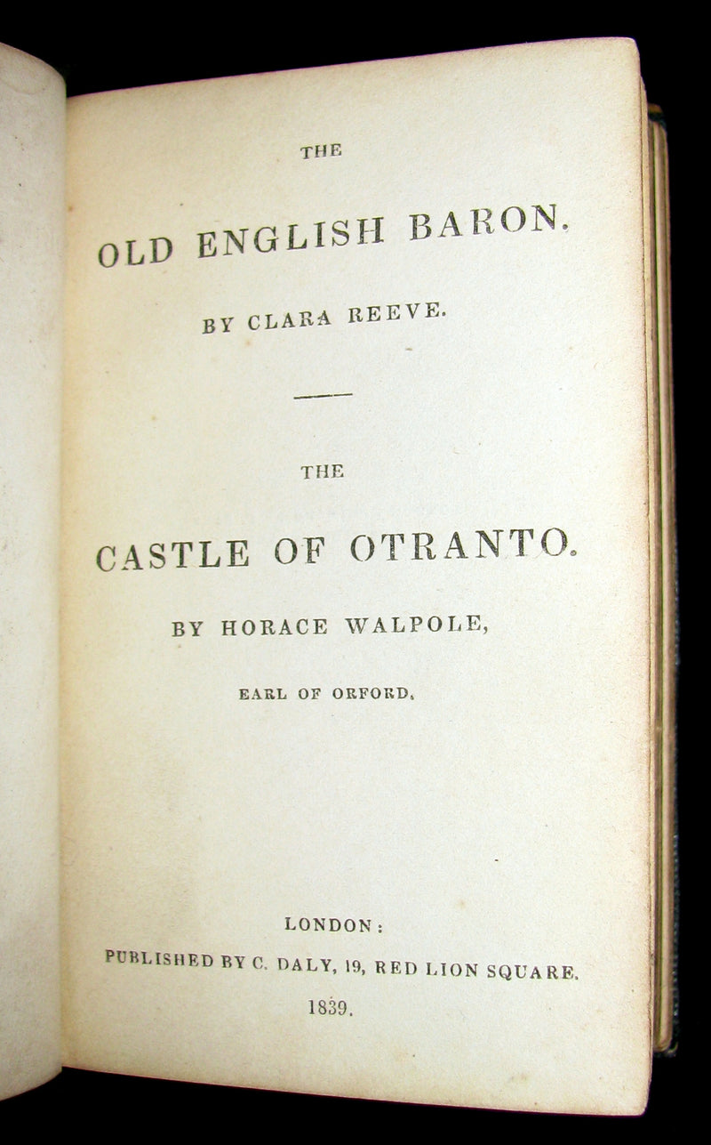 1839 Rare Gothic Book - The Castle of Otranto, (Bound with) The Old English Baron