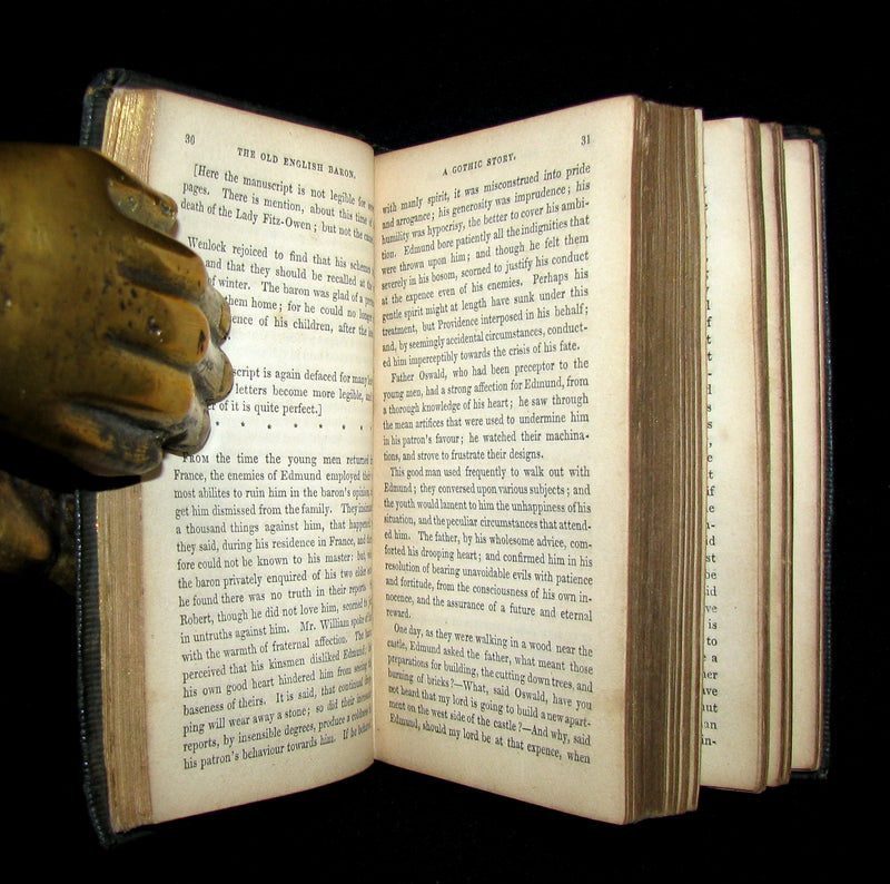 1839 Rare Gothic Book - The Castle of Otranto, (Bound with) The Old English Baron