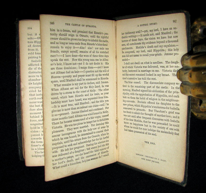 1839 Rare Gothic Book - The Castle of Otranto, (Bound with) The Old English Baron