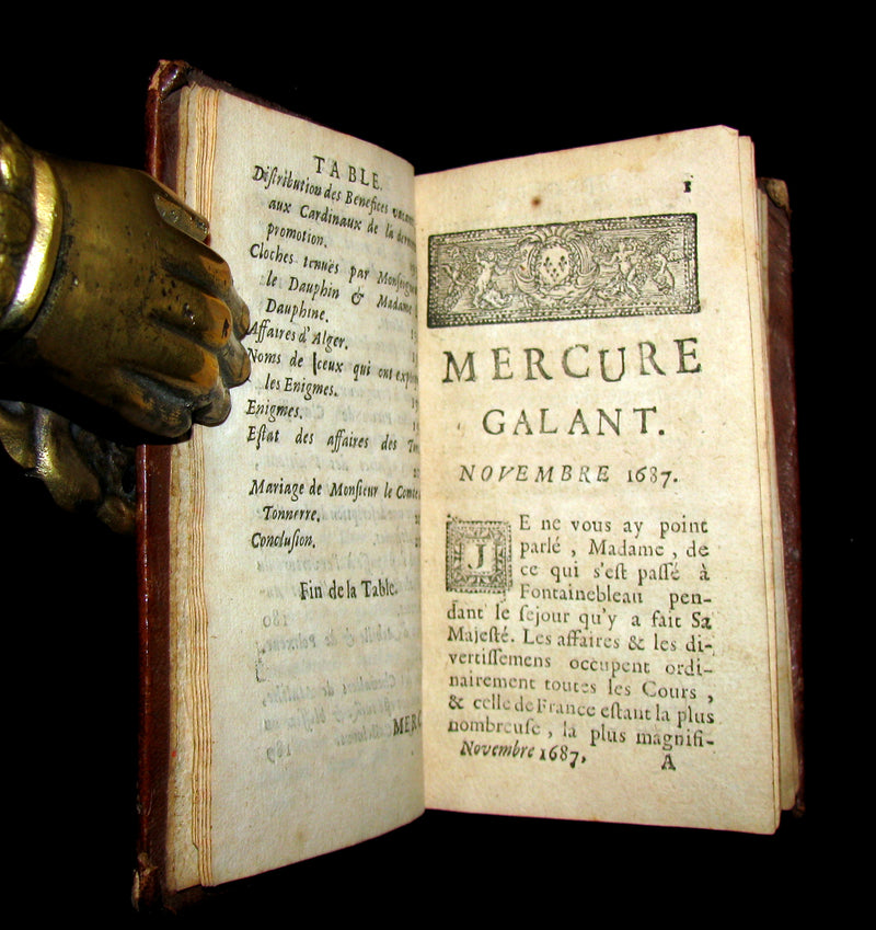 1687 Scarce French Book - Mercure Galant with Folding CASTLE NUOVO illustration