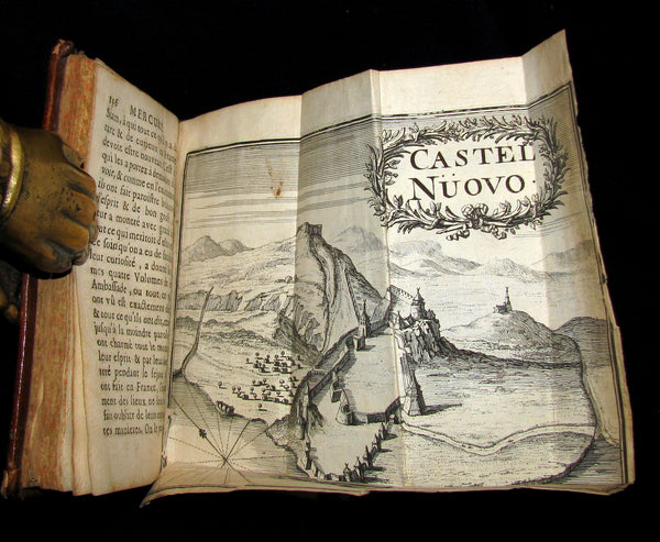 1687 Scarce French Book - Mercure Galant with Folding CASTLE NUOVO illustration