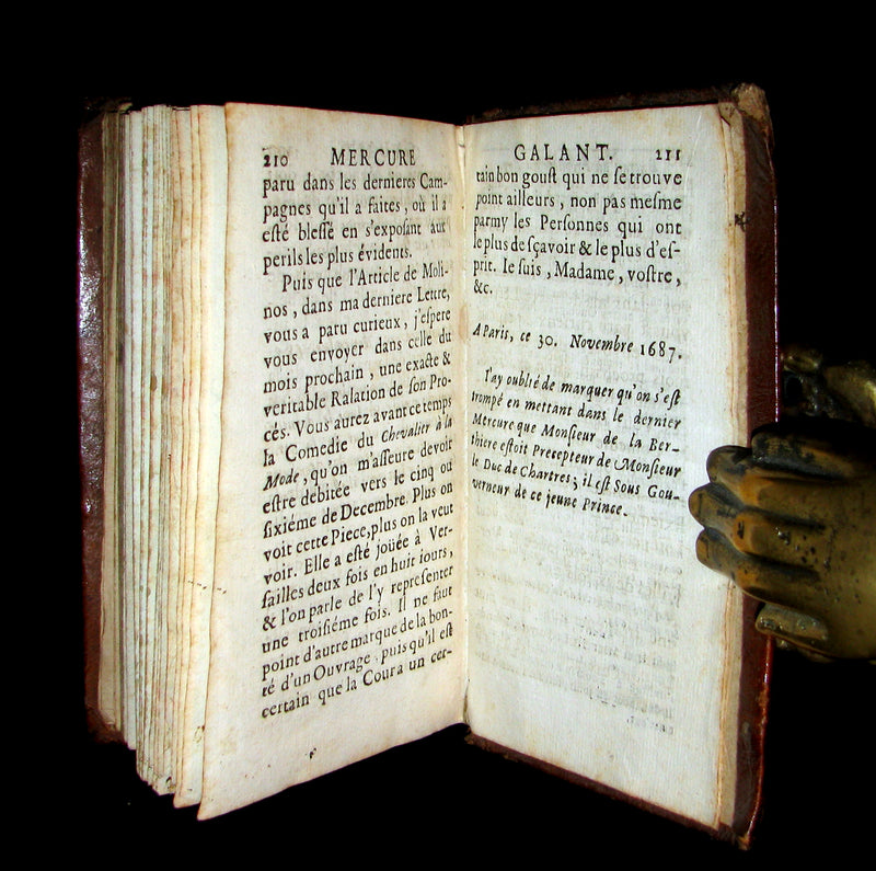 1687 Scarce French Book - Mercure Galant with Folding CASTLE NUOVO illustration