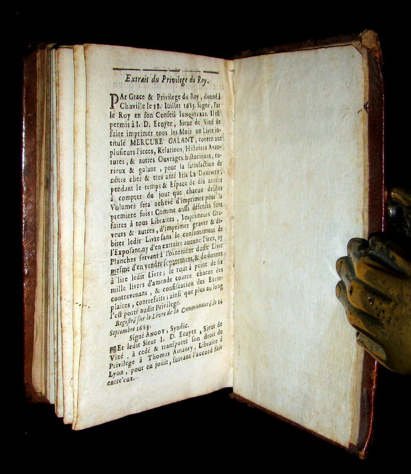 1687 Scarce French Book - Mercure Galant with Folding CASTLE NUOVO illustration