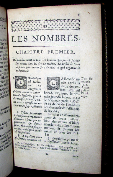 1697 Rare Latin French Bible - The Book of Numbers - Les NOMBRES by Le Maistre de Sacy