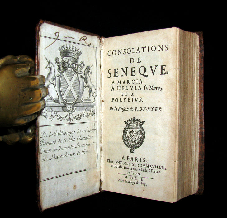 1650 Scarce French Philosophy Book - SENECA Consolation to Helvia, his Mother & Polybius