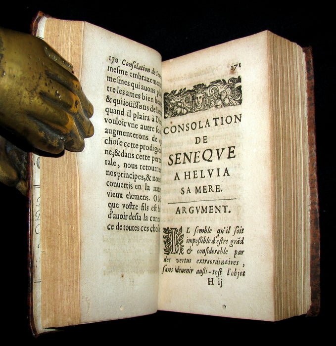 1650 Scarce French Philosophy Book - SENECA Consolation to Helvia, his Mother & Polybius