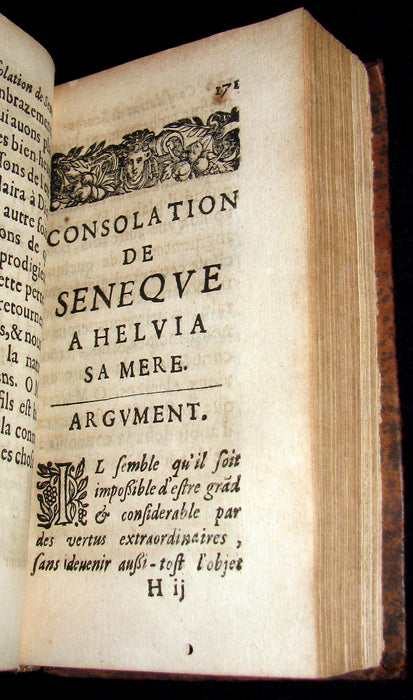 1650 Scarce French Philosophy Book - SENECA Consolation to Helvia, his Mother & Polybius