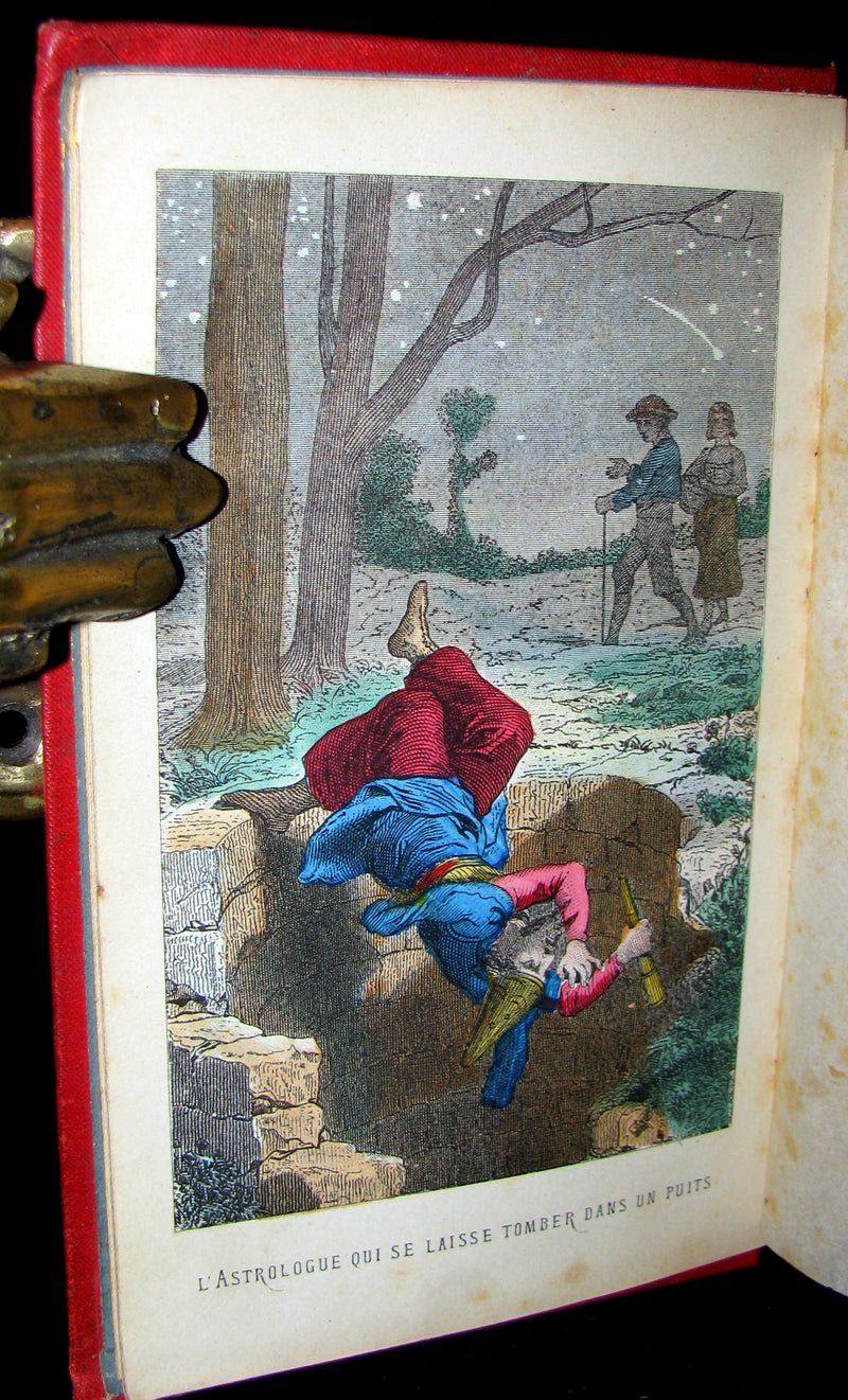 1890 Rare COLOR illustrated French Book ~ FABLES de LA FONTAINE