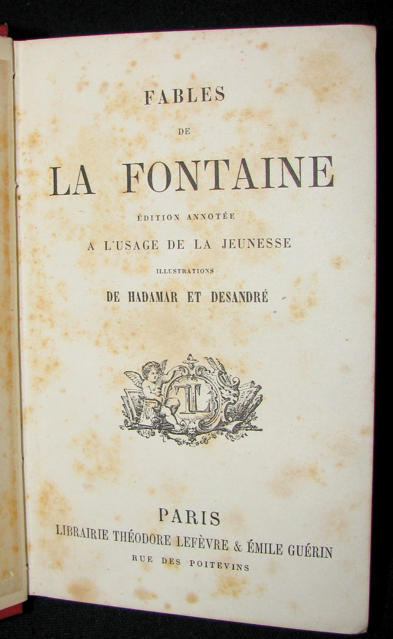 1890 Rare COLOR illustrated French Book ~ FABLES de LA FONTAINE