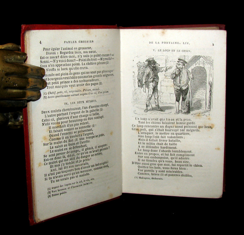 1890 Rare COLOR illustrated French Book ~ FABLES de LA FONTAINE