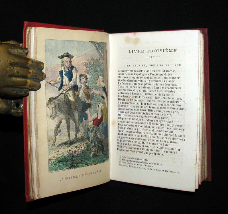 1890 Rare COLOR illustrated French Book ~ FABLES de LA FONTAINE