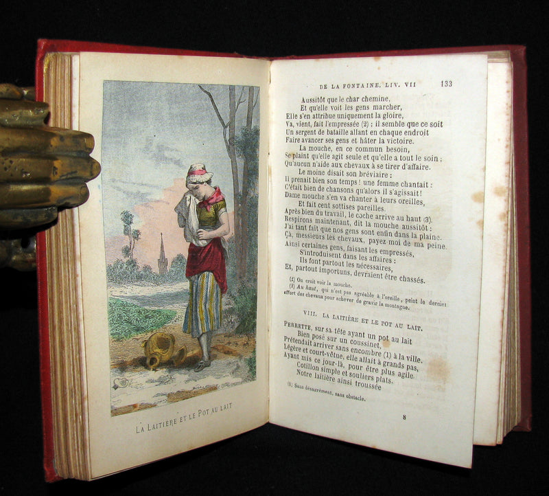 1890 Rare COLOR illustrated French Book ~ FABLES de LA FONTAINE