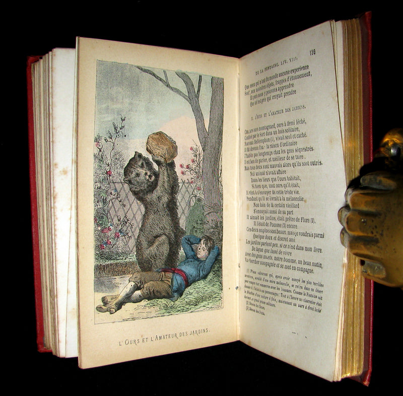1890 Rare COLOR illustrated French Book ~ FABLES de LA FONTAINE