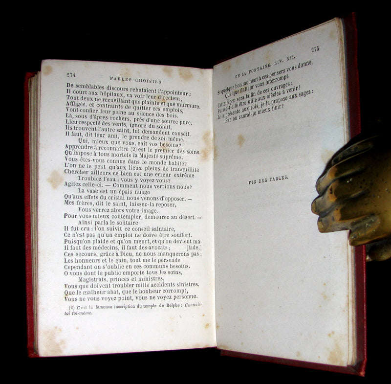 1890 Rare COLOR illustrated French Book ~ FABLES de LA FONTAINE