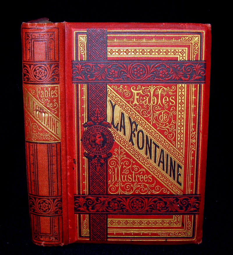 1890 Rare COLOR illustrated French Book ~ FABLES de LA FONTAINE
