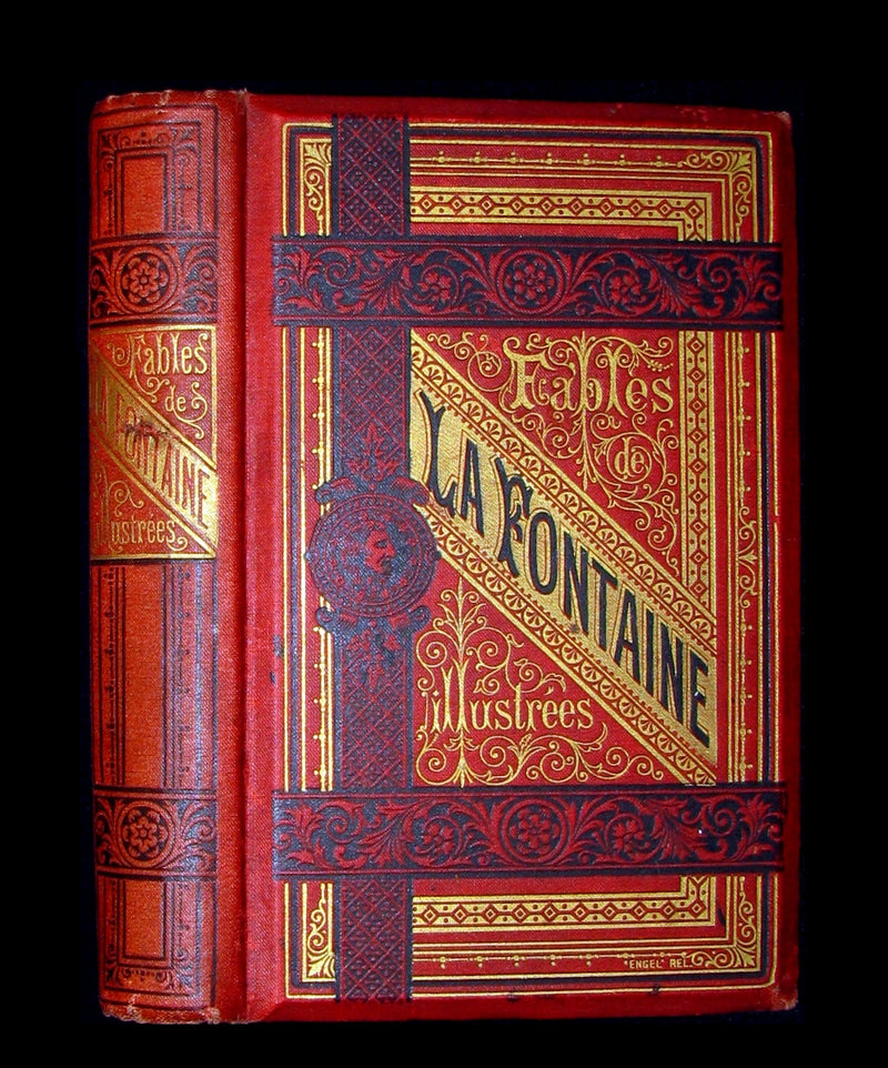 1890 Rare COLOR illustrated French Book ~ FABLES de LA FONTAINE