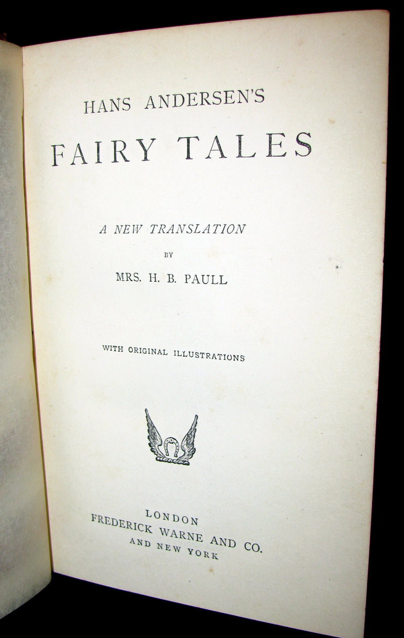 1895 Rare Victorian Book -  Hans Christian Andersen's FAIRY TALES with Original Illustrations