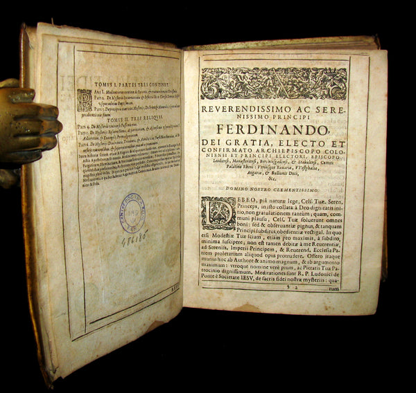 1636 Rare Latin Vellum Book set - Meditations of the Venerable Father Ludovico Da Ponte