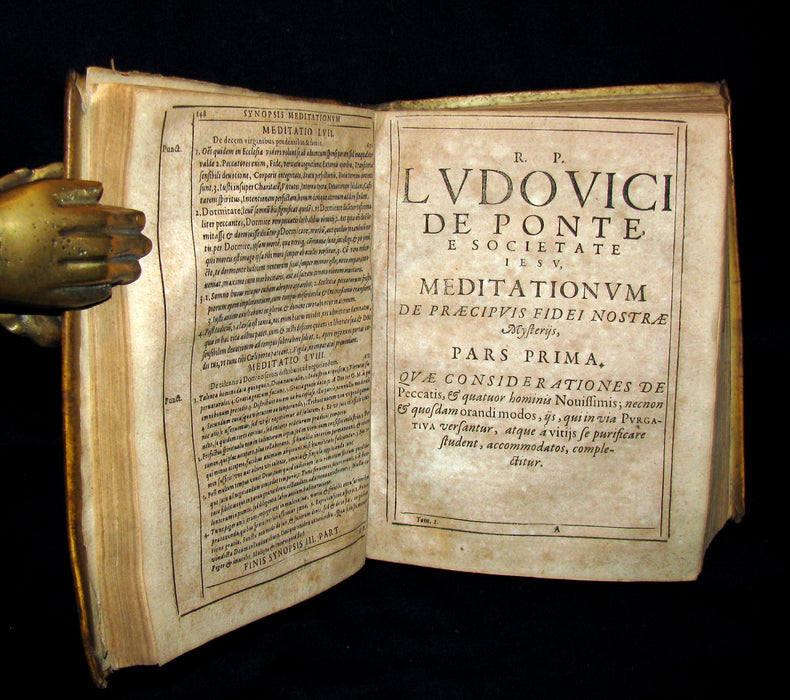 1636 Rare Latin Vellum Book set - Meditations of the Venerable Father Ludovico Da Ponte