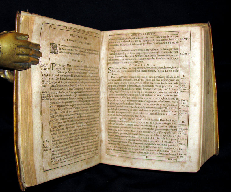 1636 Rare Latin Vellum Book set - Meditations of the Venerable Father Ludovico Da Ponte