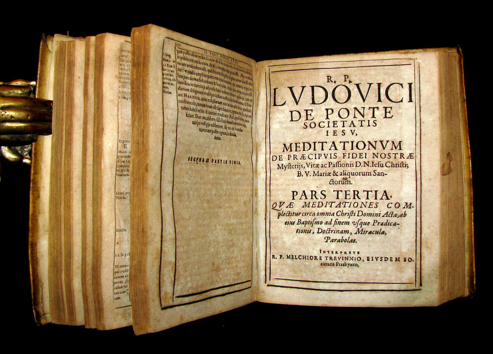 1636 Rare Latin Vellum Book set - Meditations of the Venerable Father Ludovico Da Ponte