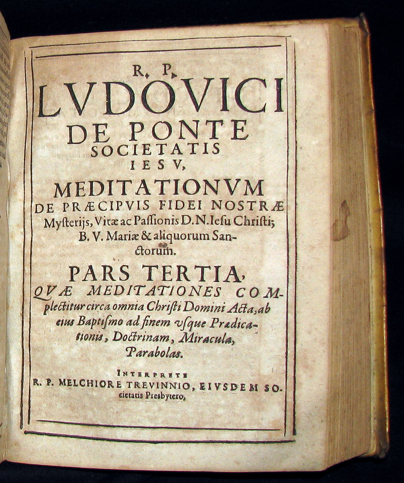 1636 Rare Latin Vellum Book set - Meditations of the Venerable Father Ludovico Da Ponte