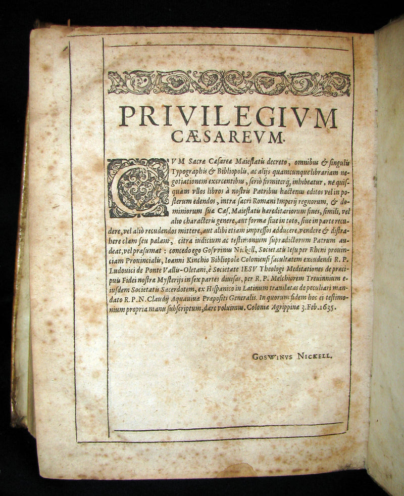 1636 Rare Latin Vellum Book set - Meditations of the Venerable Father Ludovico Da Ponte