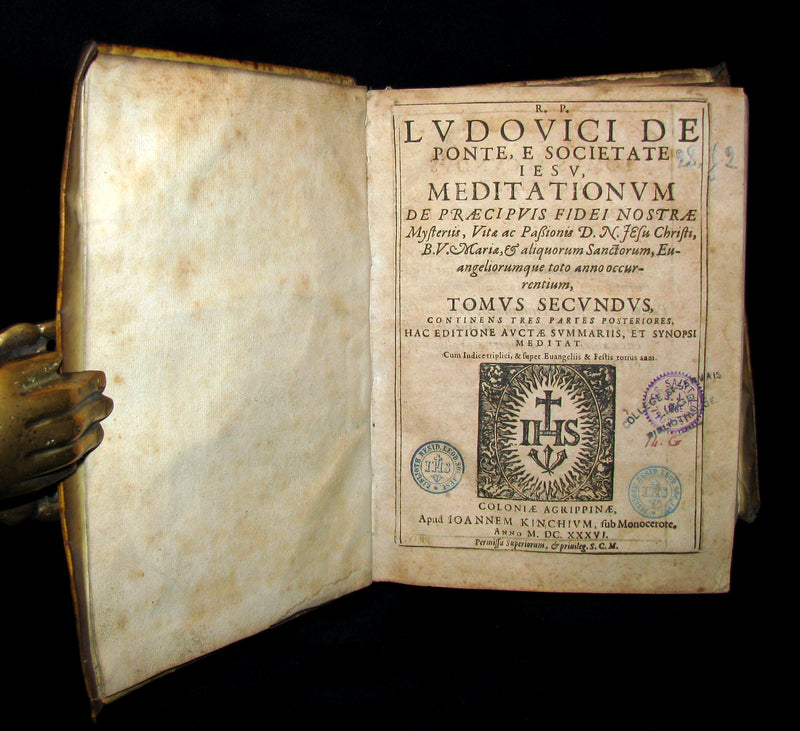 1636 Rare Latin Vellum Book set - Meditations of the Venerable Father Ludovico Da Ponte