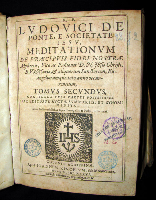 1636 Rare Latin Vellum Book set - Meditations of the Venerable Father Ludovico Da Ponte