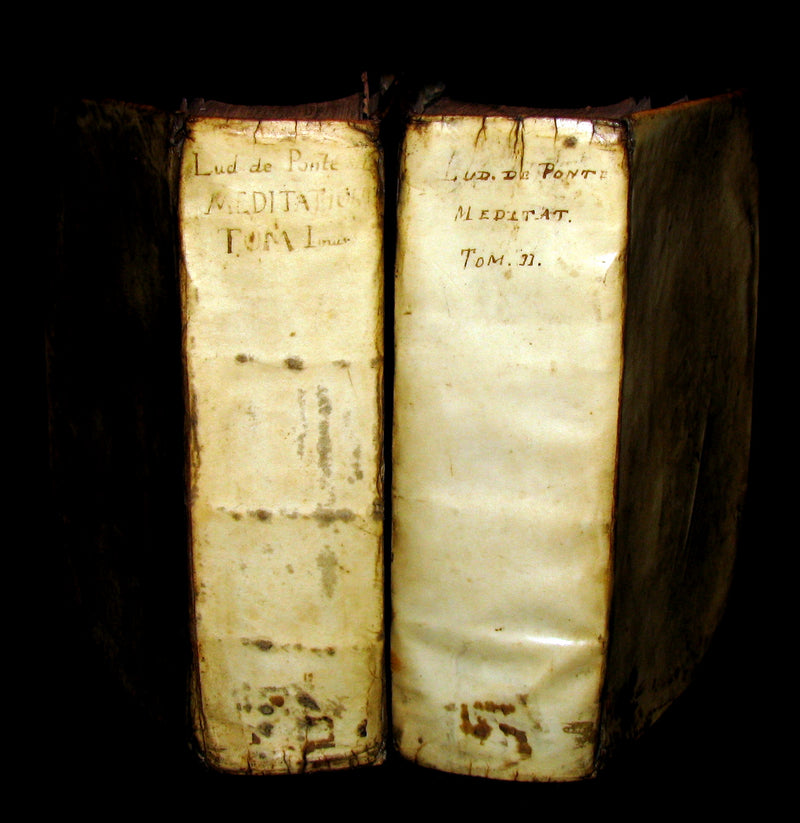1636 Rare Latin Vellum Book set - Meditations of the Venerable Father Ludovico Da Ponte