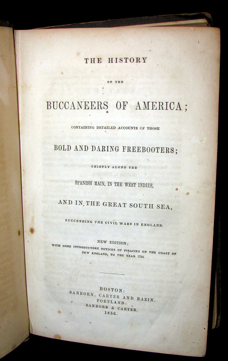 1856 Scarce Book - Exquemelin -The History Of The Buccaneers Of America. Illustrated.