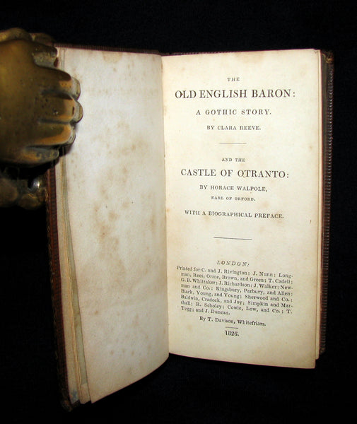 1826 Rare Gothic Book - The Castle of Otranto, (Bound with) The Old English Baron
