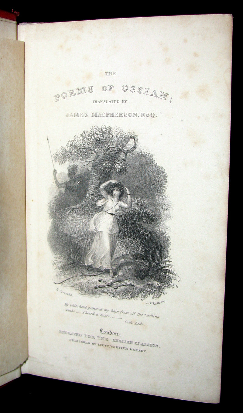1847 Rare Victorian Book - The POEMS of OSSIAN by James Macpherson & dissertation of the Era.